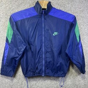 Vintage Nike Windbreaker Jacket Mens Medium Blue Colorblock Full Zip Running 90s